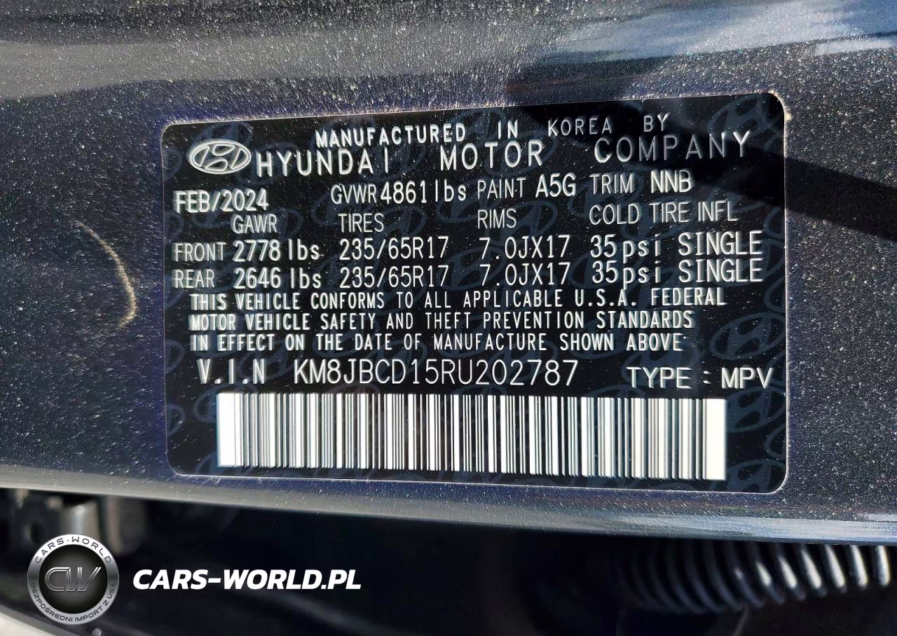 2024 Hyundai Tucson Blue VIN:KM8JBCD15RU202787 - 12