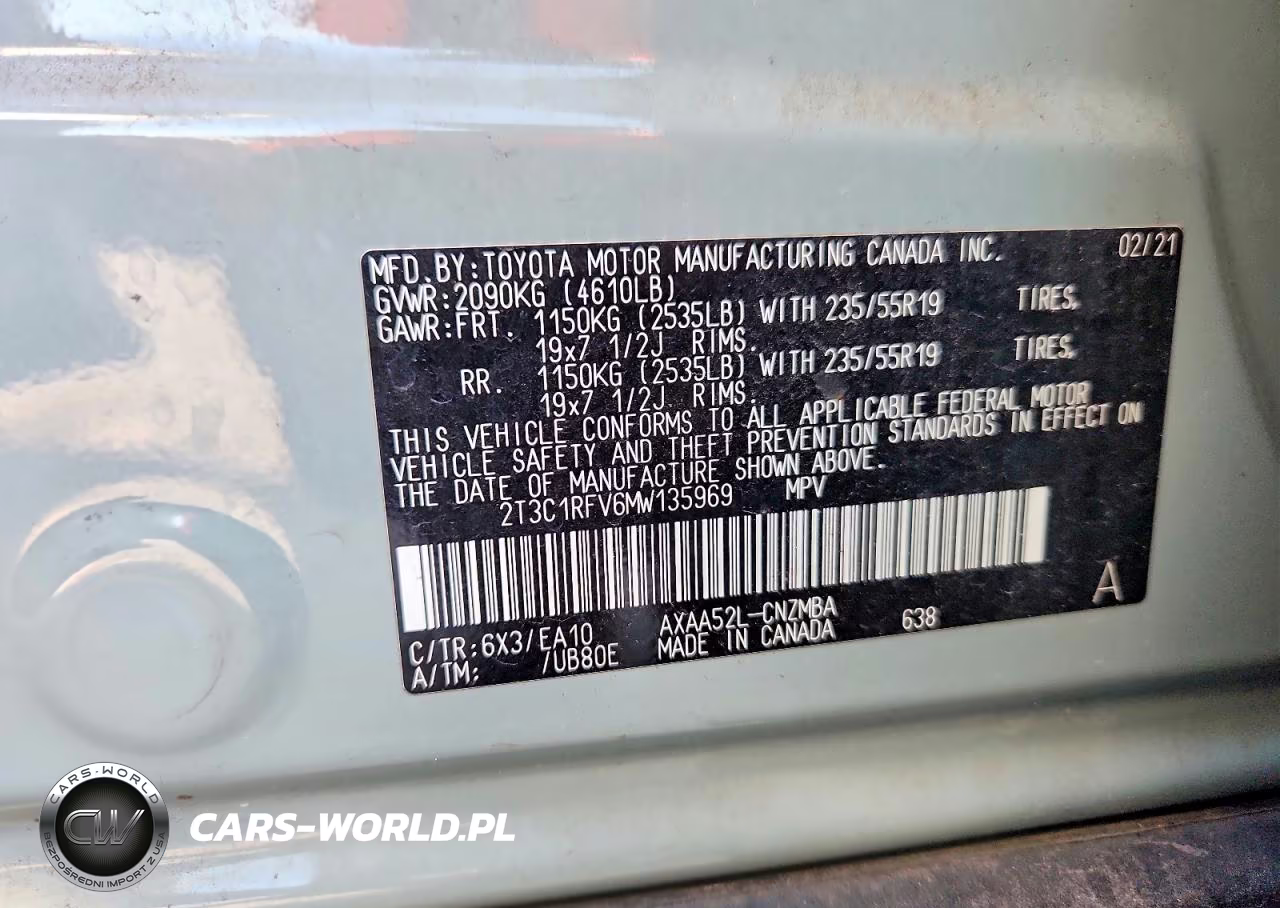2021 Toyota Rav4 Xle Premium VIN:2T3C1RFV6MW135969 - 13