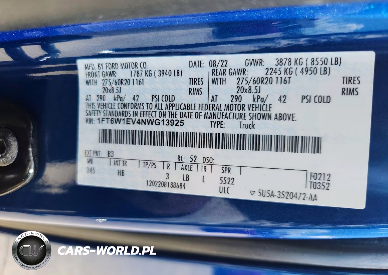 2022 Ford F150 Lightning Pro VIN:1FT6W1EV4NWG13925 - 12