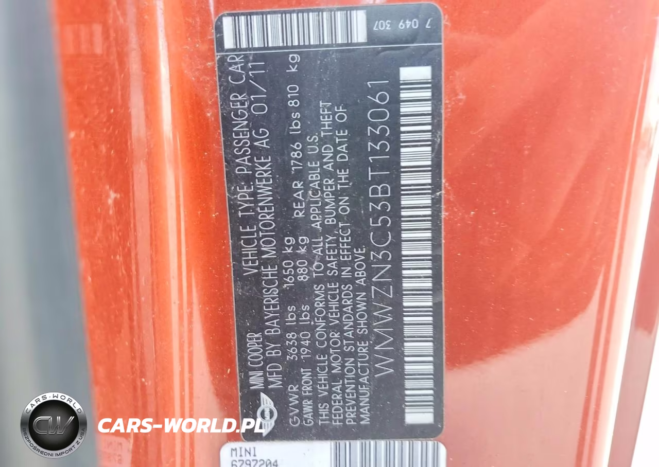 2011 Mini Cooper VIN:WMWZN3C53BT133061 - 12