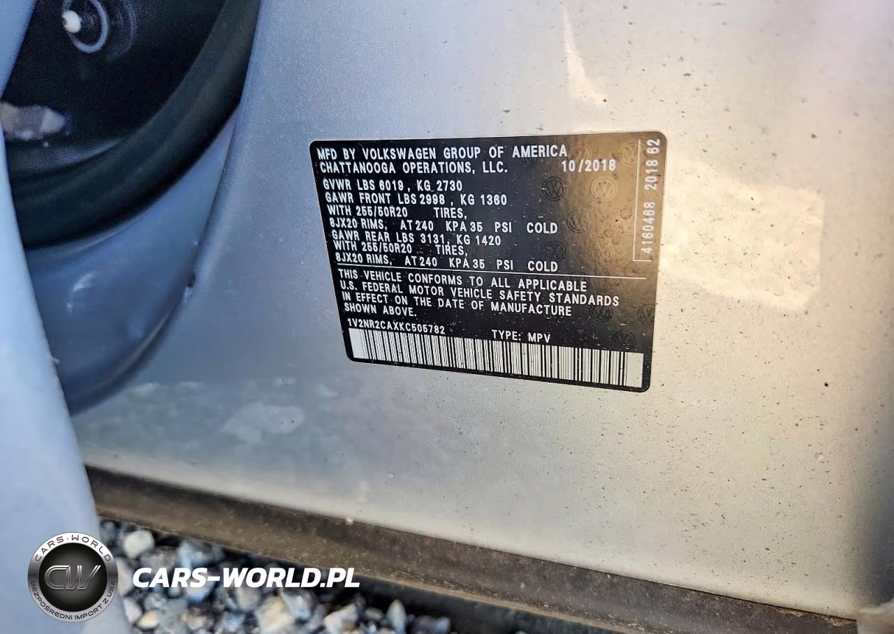 2019 Volkswagen Atlas Sel Premium VIN:1V2NR2CAXKC505782 - 13