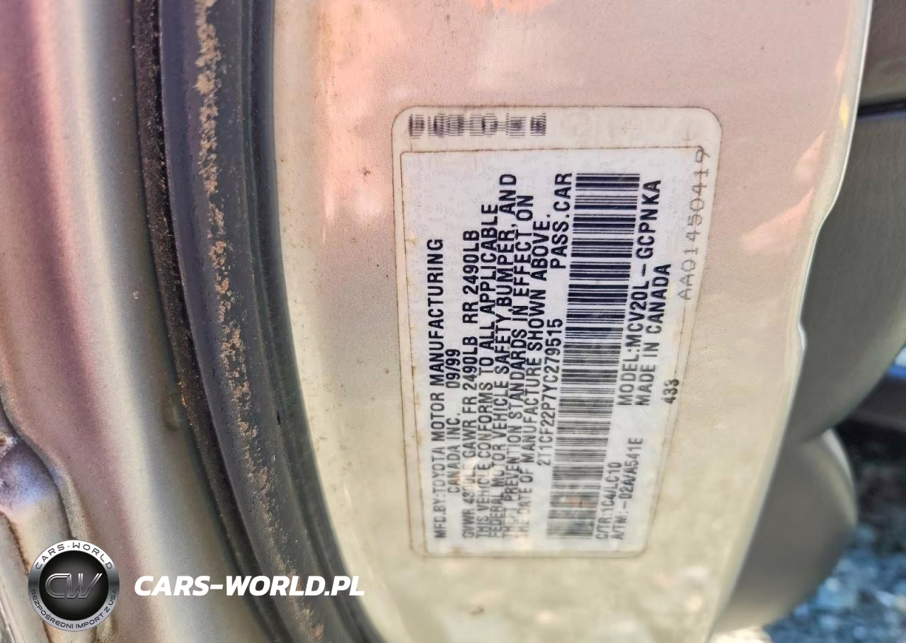 2000 Toyota Camry Solara Sle V6 VIN:2T1CF22P7YC279515 - 12