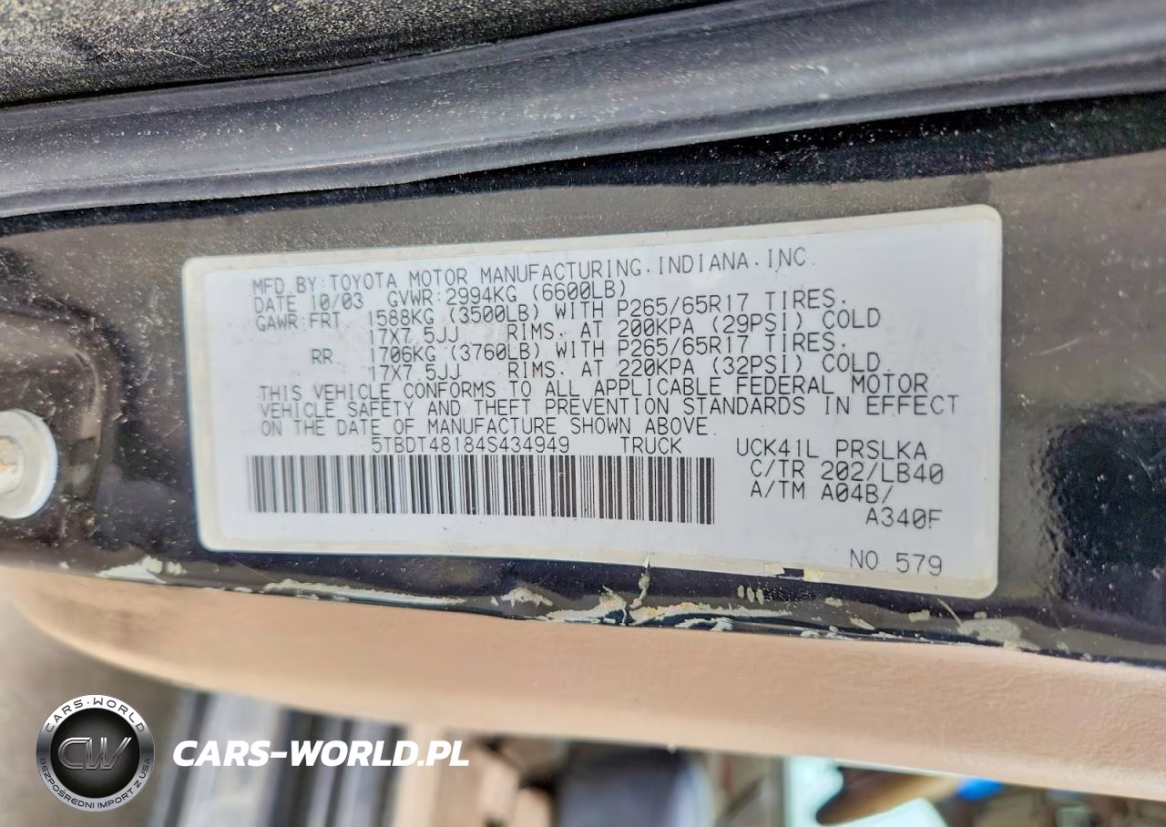 2004 Toyota Tundra VIN:5TBDT48184S434949 - 12