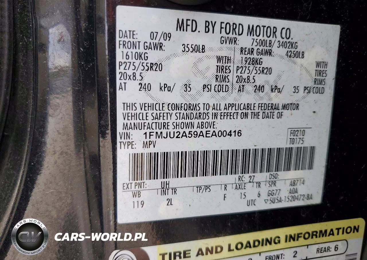 2010 Ford Expedition Limited VIN:1FMJU2A59AEA00416 - 13