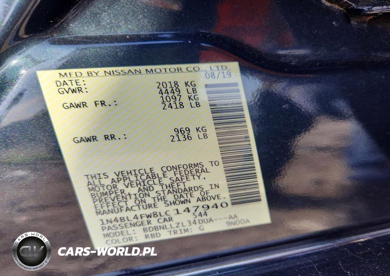 2020 Nissan Altima Platinum VIN:1N4BL4FW8LC147940 - 12