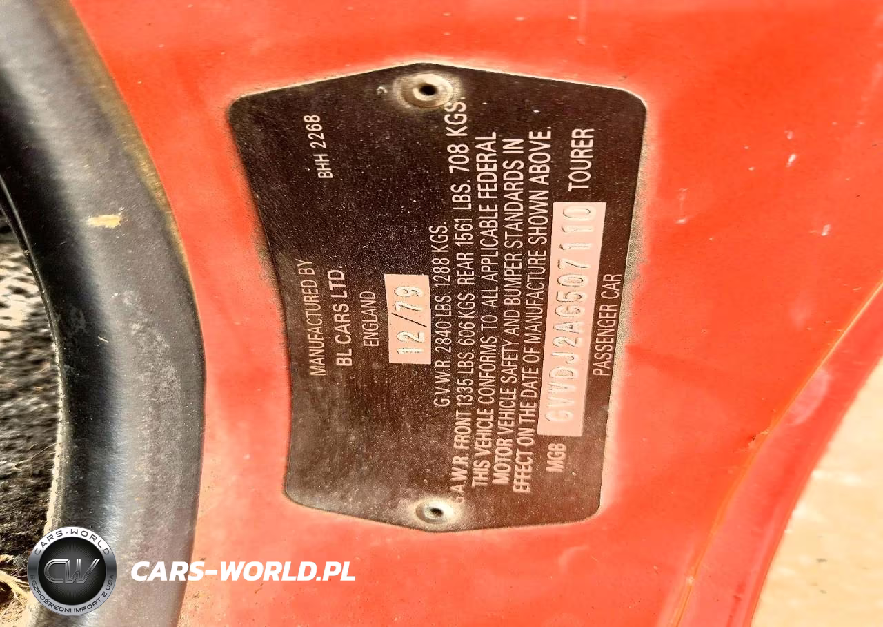 1980 Mg Mgb VIN:GVVDJ2AG507110 - 12