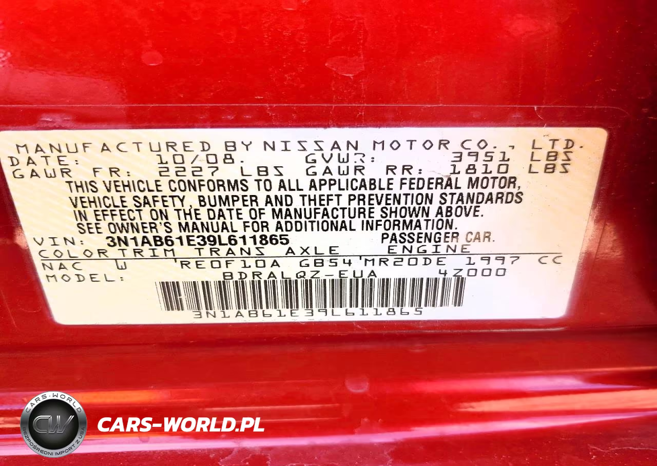 2009 Nissan Sentra 2.0 VIN:3N1AB61E39L611865 - 12