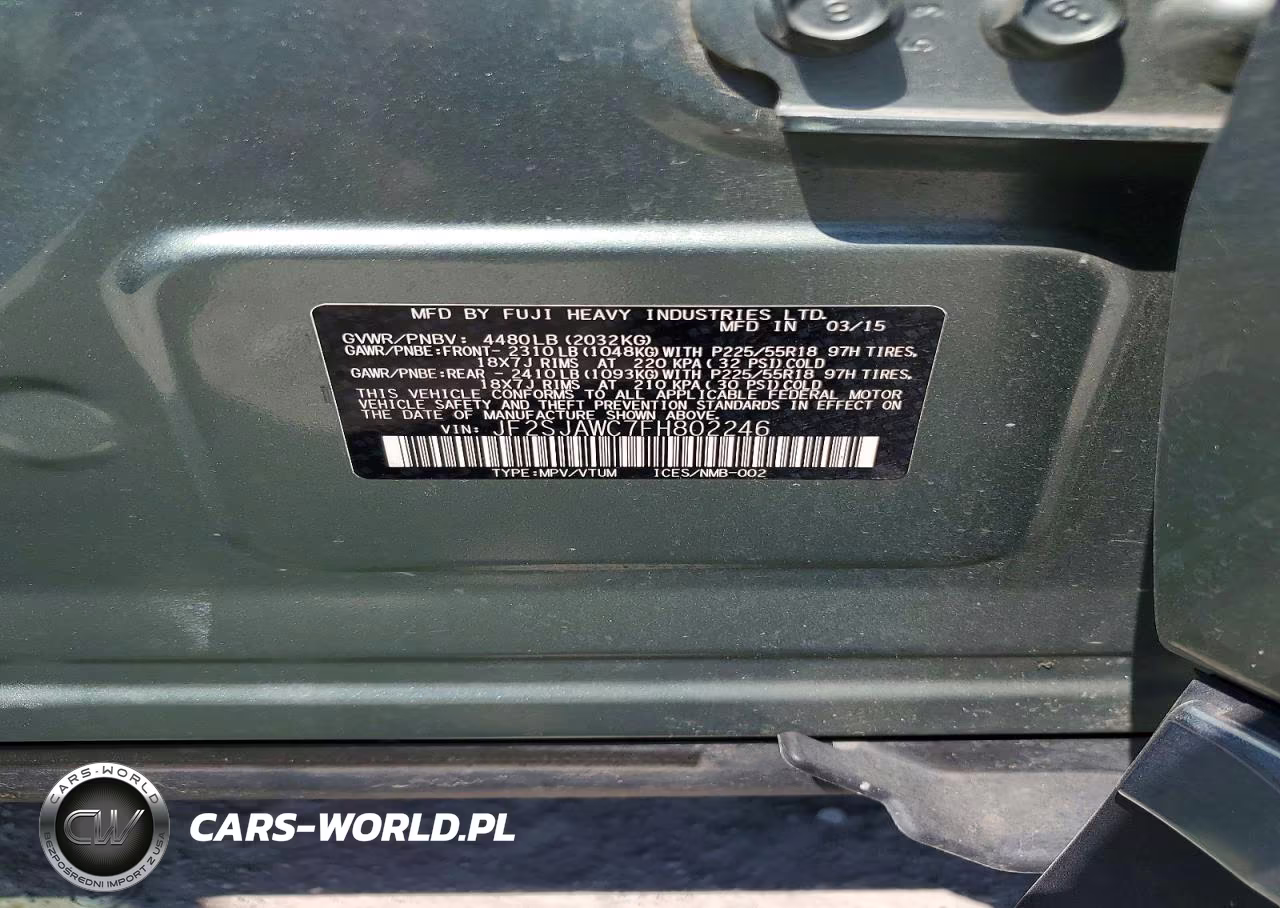 2015 Subaru Forester 2.5I Touring VIN:JF2SJAWC7FH802246 - 14