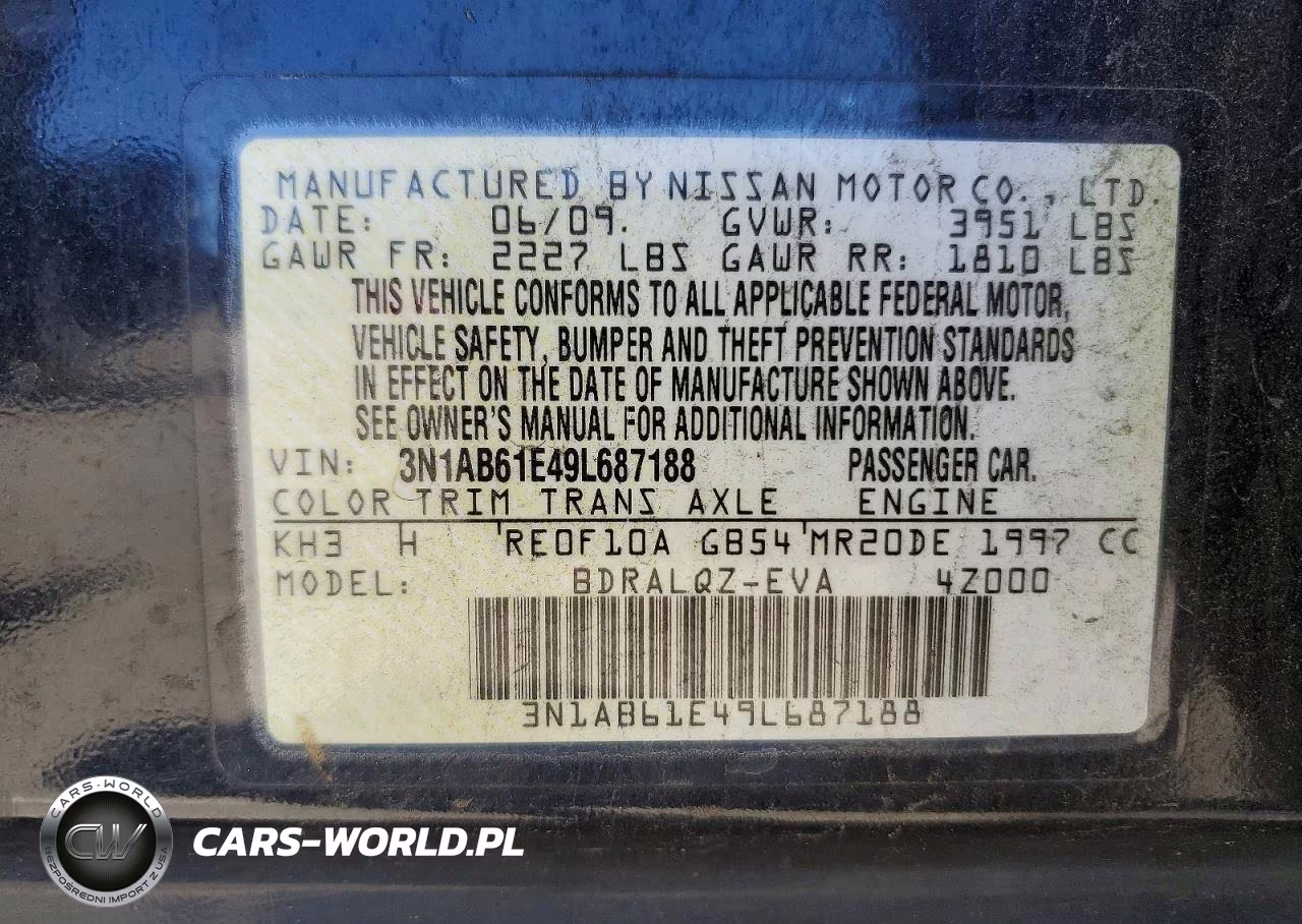 2009 Nissan Sentra 2.0 VIN:3N1AB61E49L687188 - 13
