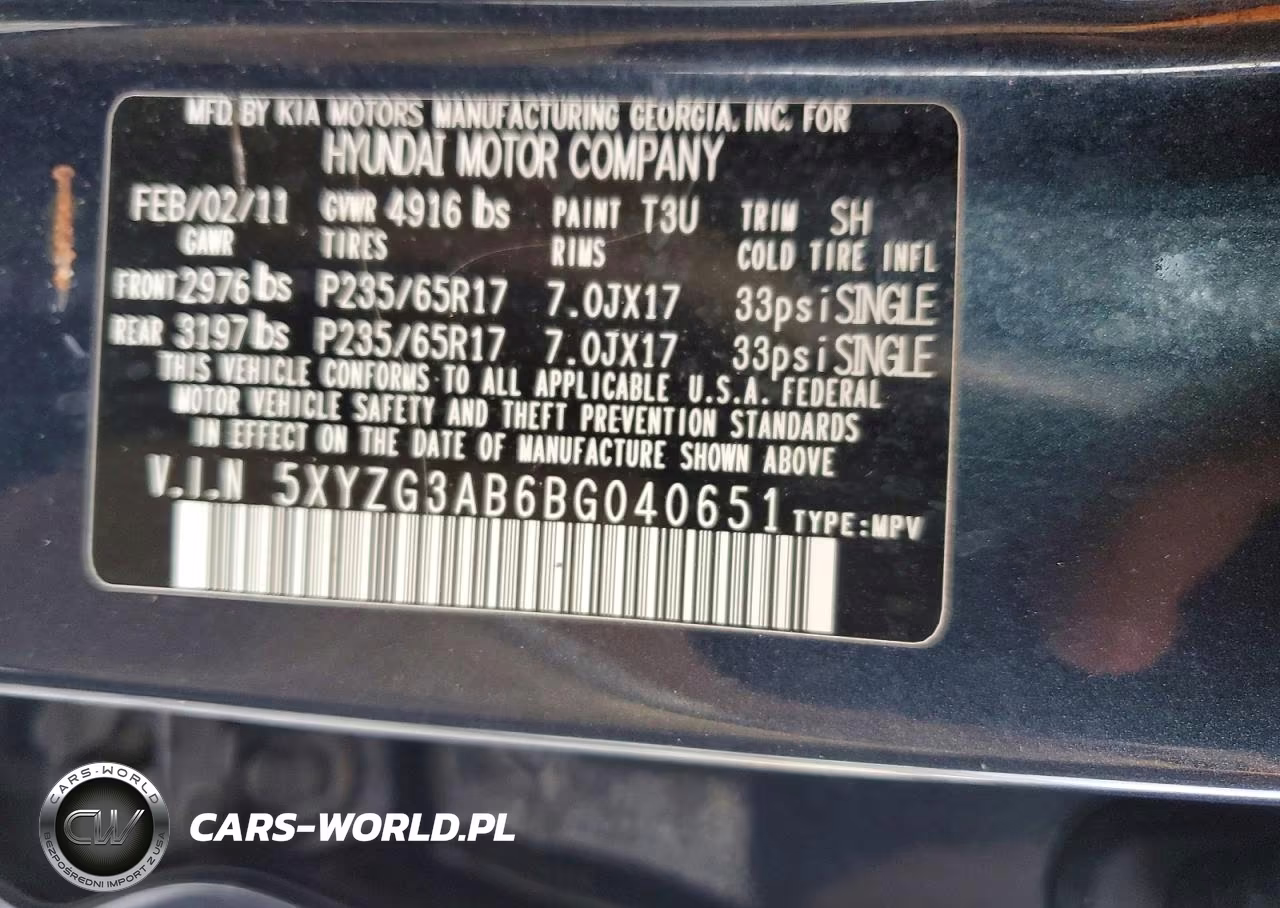 2011 Hyundai Santa Fe Gls VIN:5XYZG3AB6BG040651 - 13
