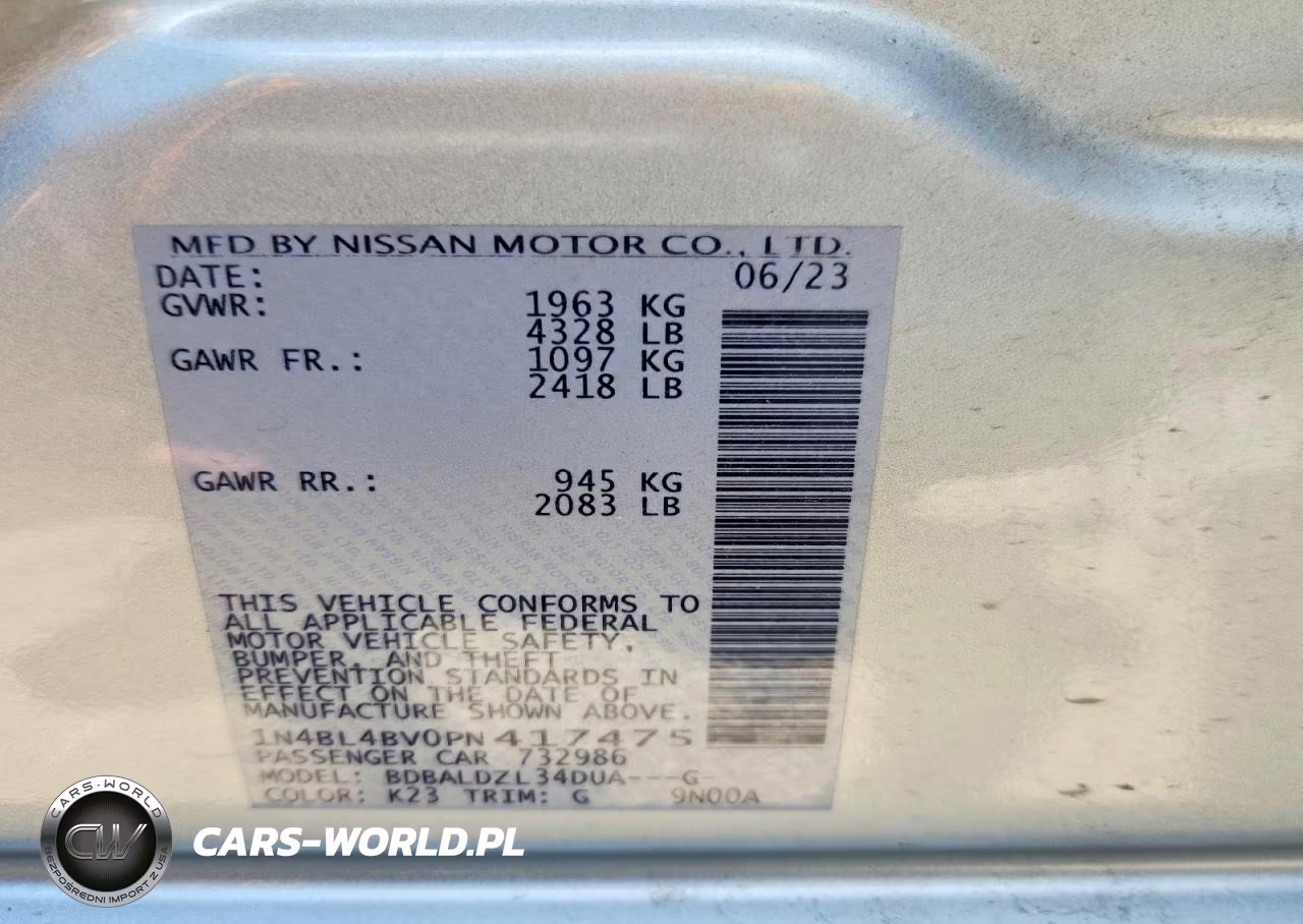 2023 Nissan Altima S VIN:1N4BL4BV0PN417475 - 12