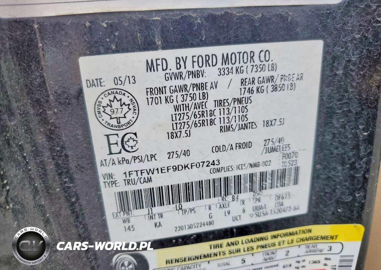 2013 Ford F150 Supercrew VIN:1FTFW1EF9DKF07243 - 12
