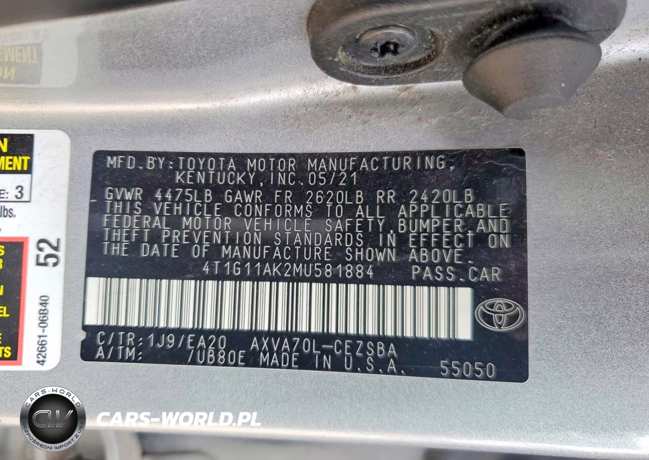 2021 Toyota Camry Se VIN:4T1G11AK2MU581884 - 12