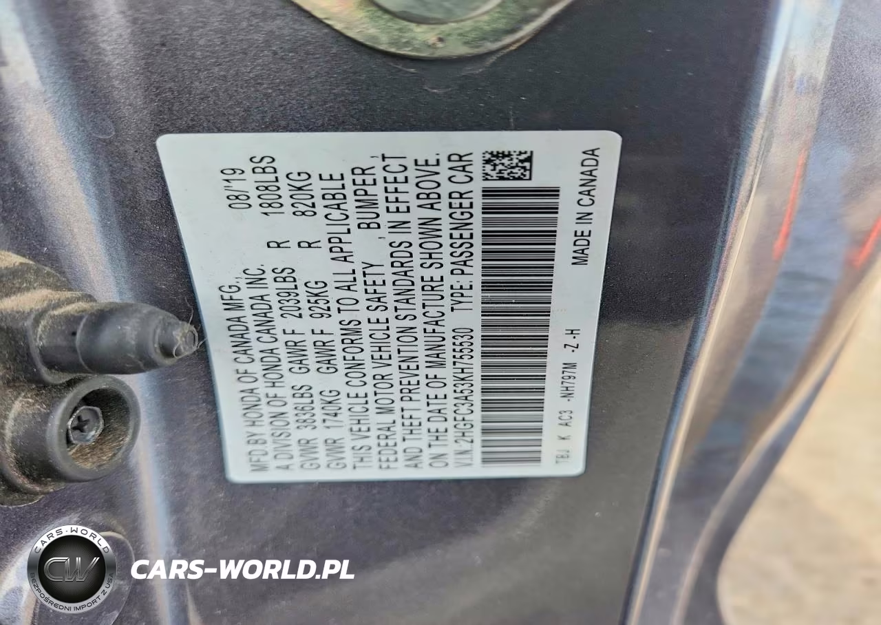 2019 Honda Civic Si VIN:2HGFC3A53KH755530 - 12