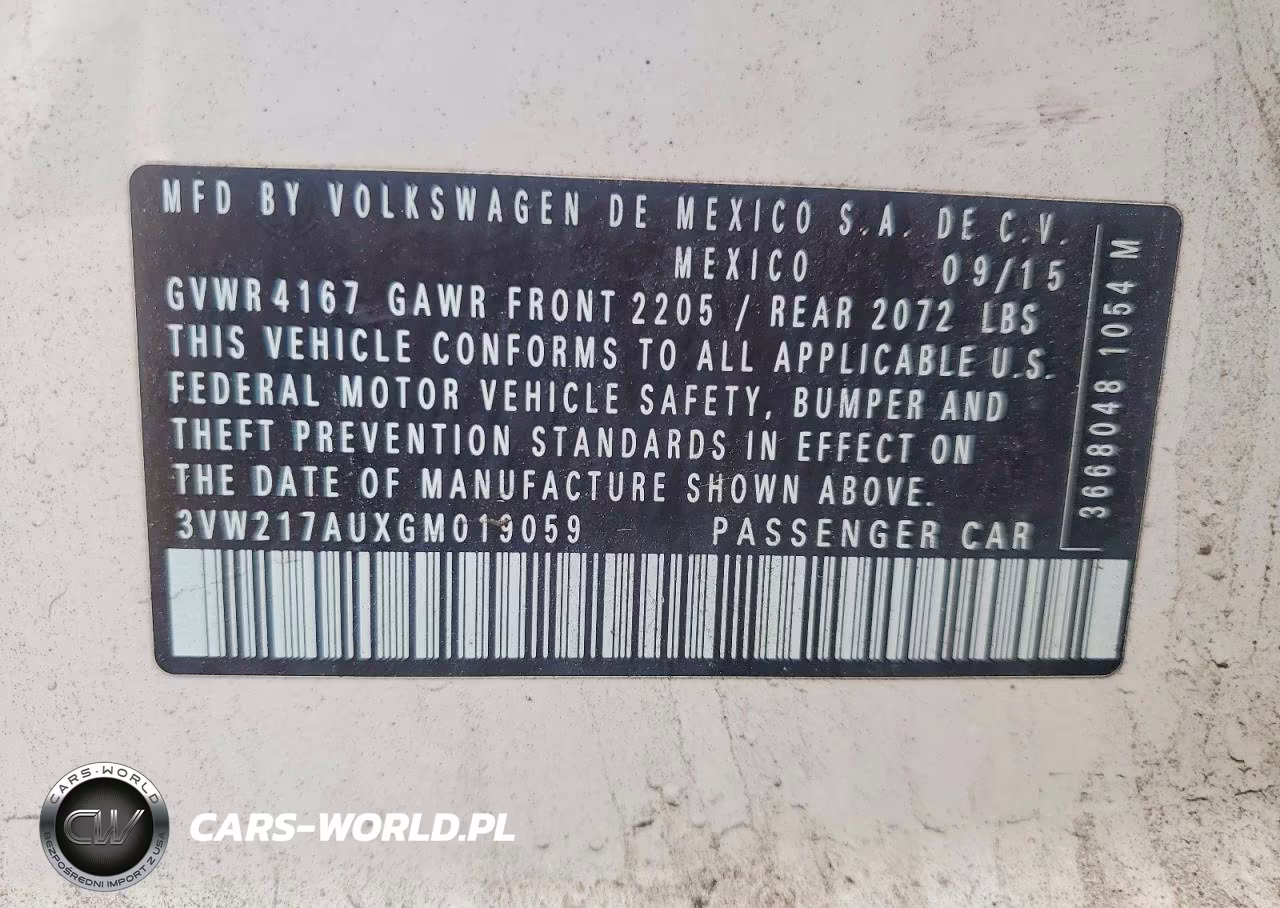 2016 Volkswagen Golf S VIN:3VW217AUXGM019059 - 12