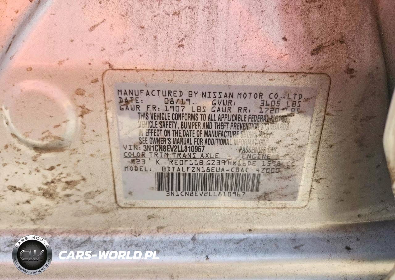 2020 Nissan Versa Sv VIN:3N1CN8EV2LL810967 - 12