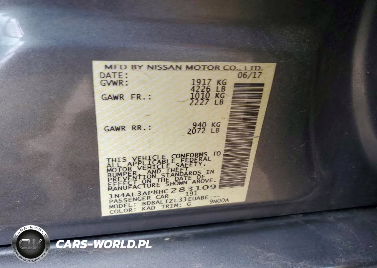 2017 Nissan Altima 2.5 Sv VIN:1N4AL3AP8HC283109 - 12