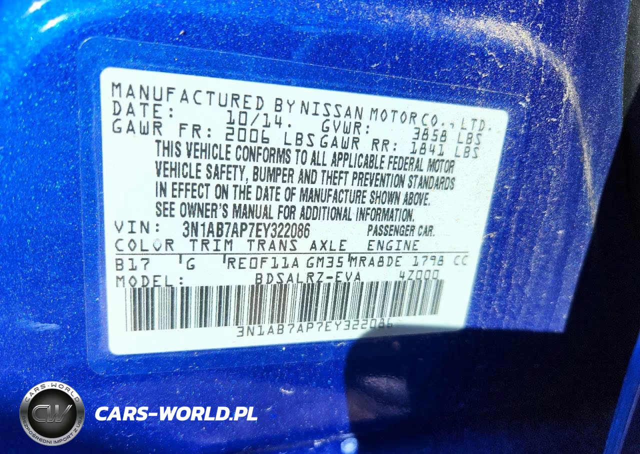 2014 Nissan Sentra Sr VIN:3N1AB7AP7EY322086 - 12