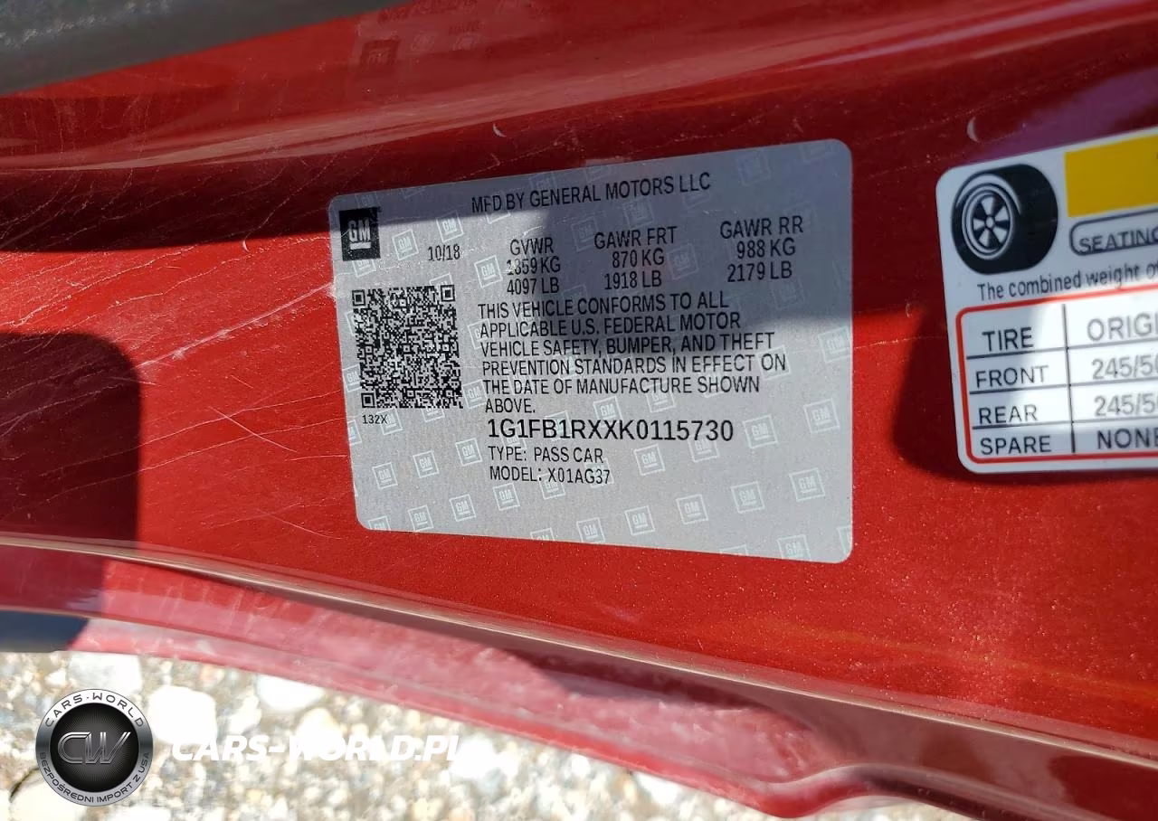 2019 Chevrolet Camaro Ls VIN:1G1FB1RXXK0115730 - 12