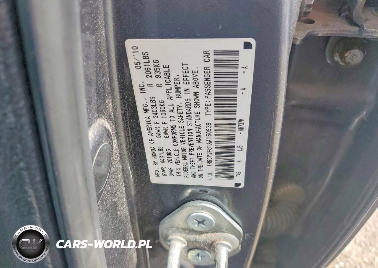 2010 Honda Accord Exl VIN:1HGCP2F81AA150939 - 12