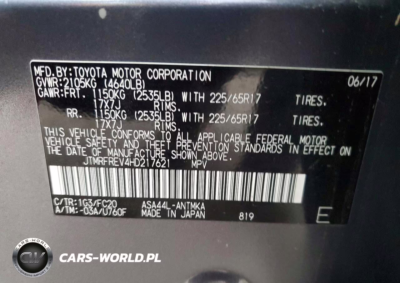2017 Toyota Rav4 Xle VIN:JTMRFREV4HD217621 - 13