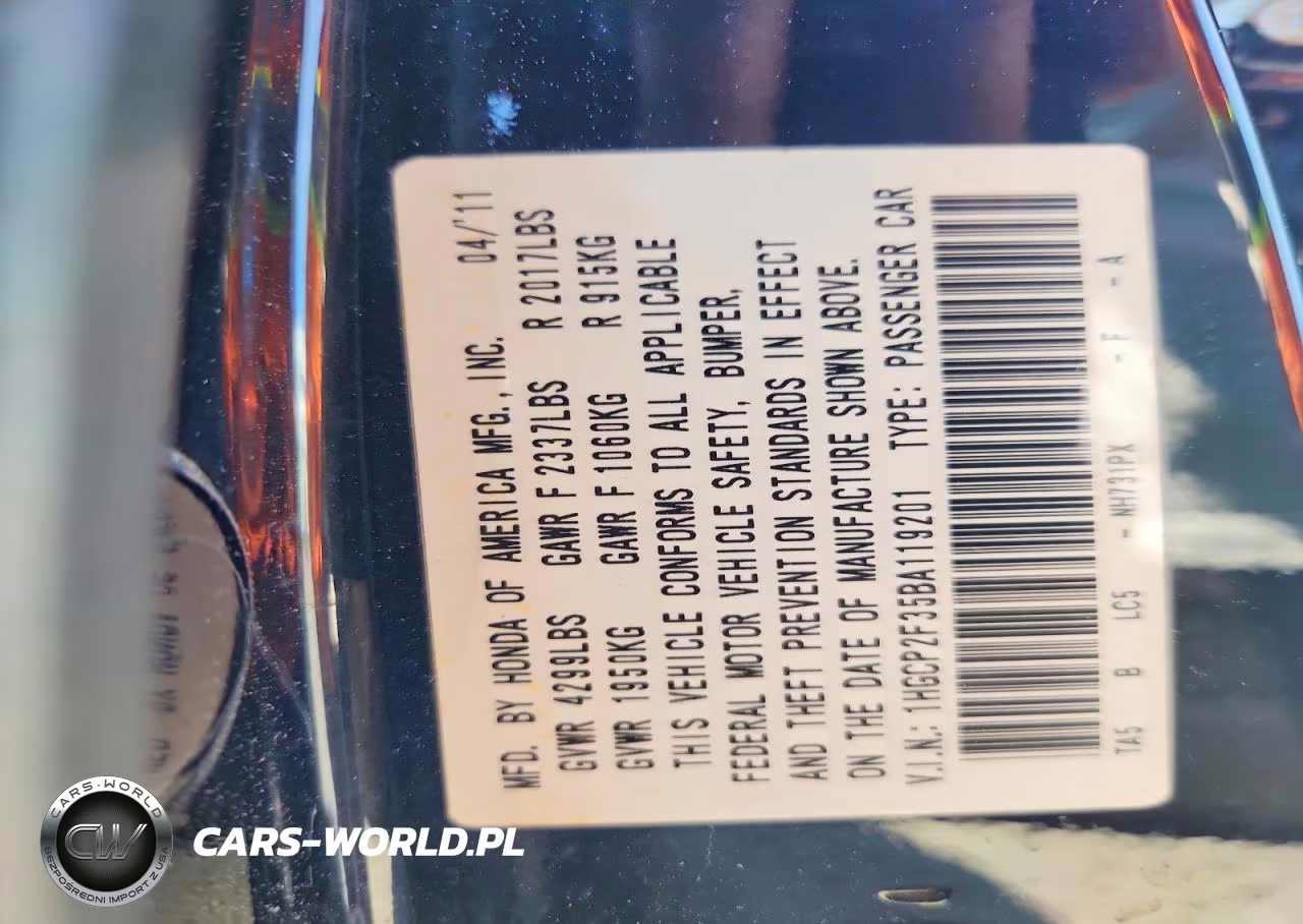 2011 Honda Accord Lx VIN:1HGCP2F35BA119201 - 12