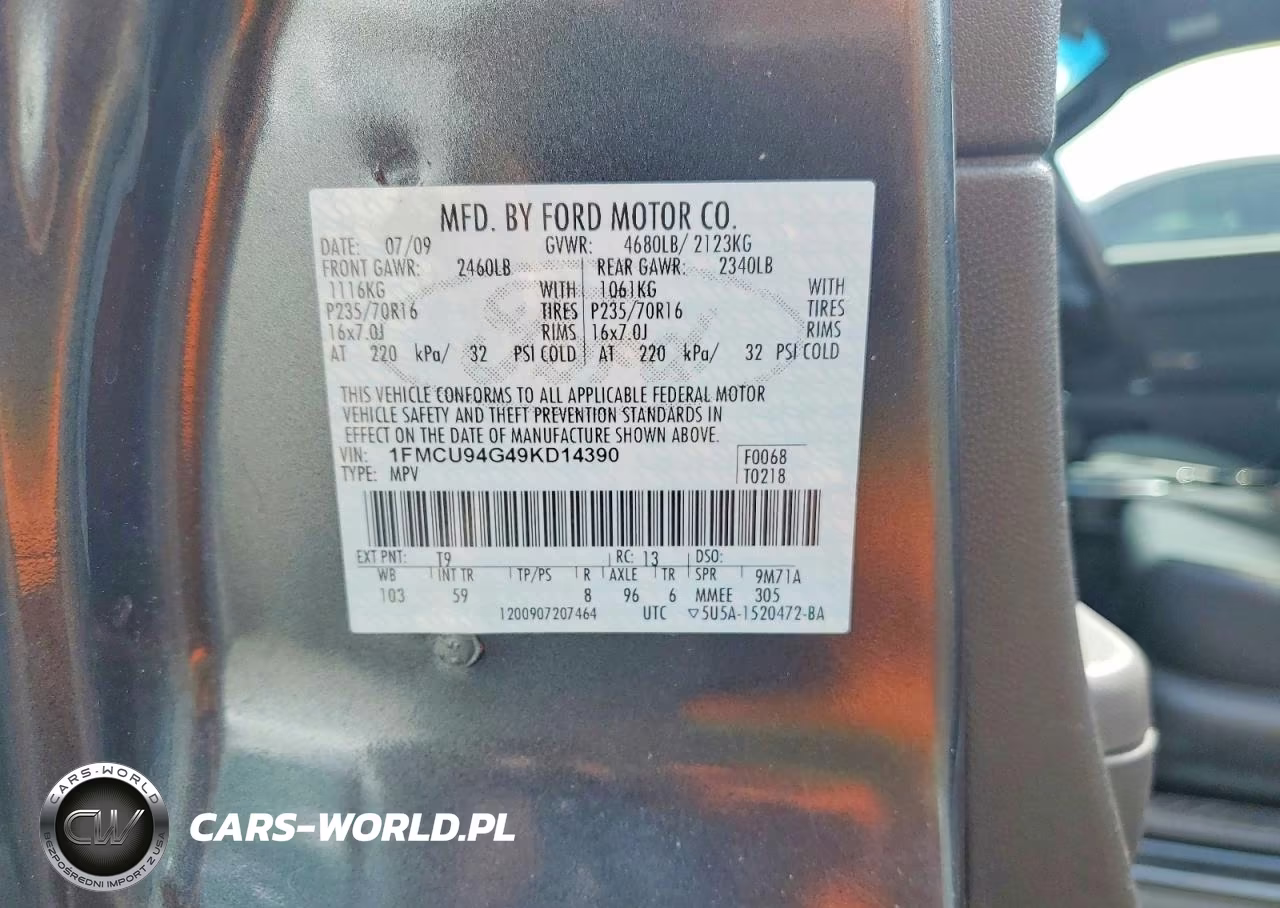 2009 Ford Escape VIN:1FMCU94G49KD14390 - 13