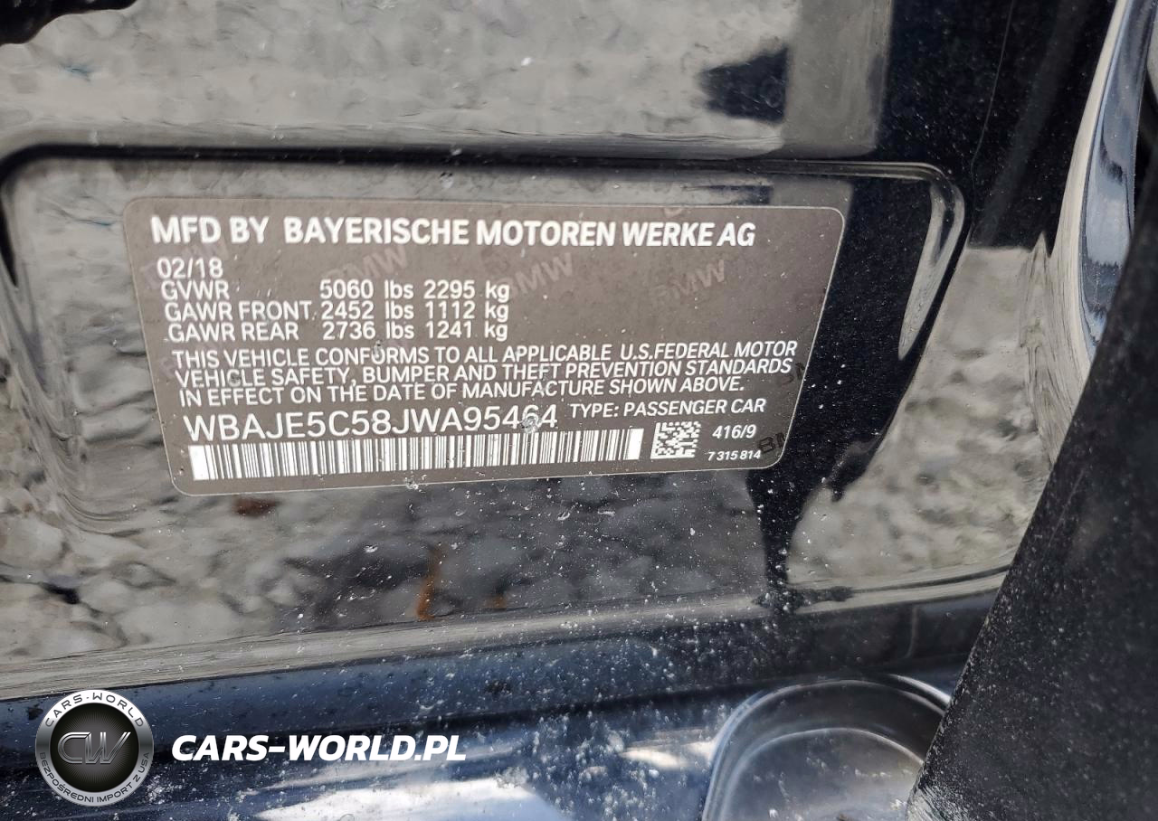 2018 BMW 540 I VIN:WBAJE5C58JWA95464 - 12