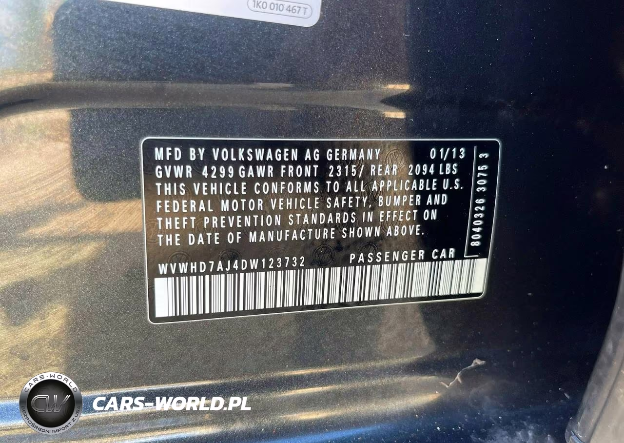 2013 Volkswagen Gti VIN:WVWHD7AJ4DW123732 - 10