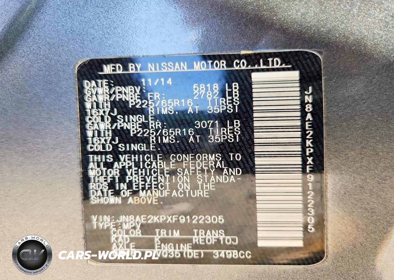 2015 Nissan Quest 3.5 Sv VIN:JN8AE2KPXF9122305 - 13