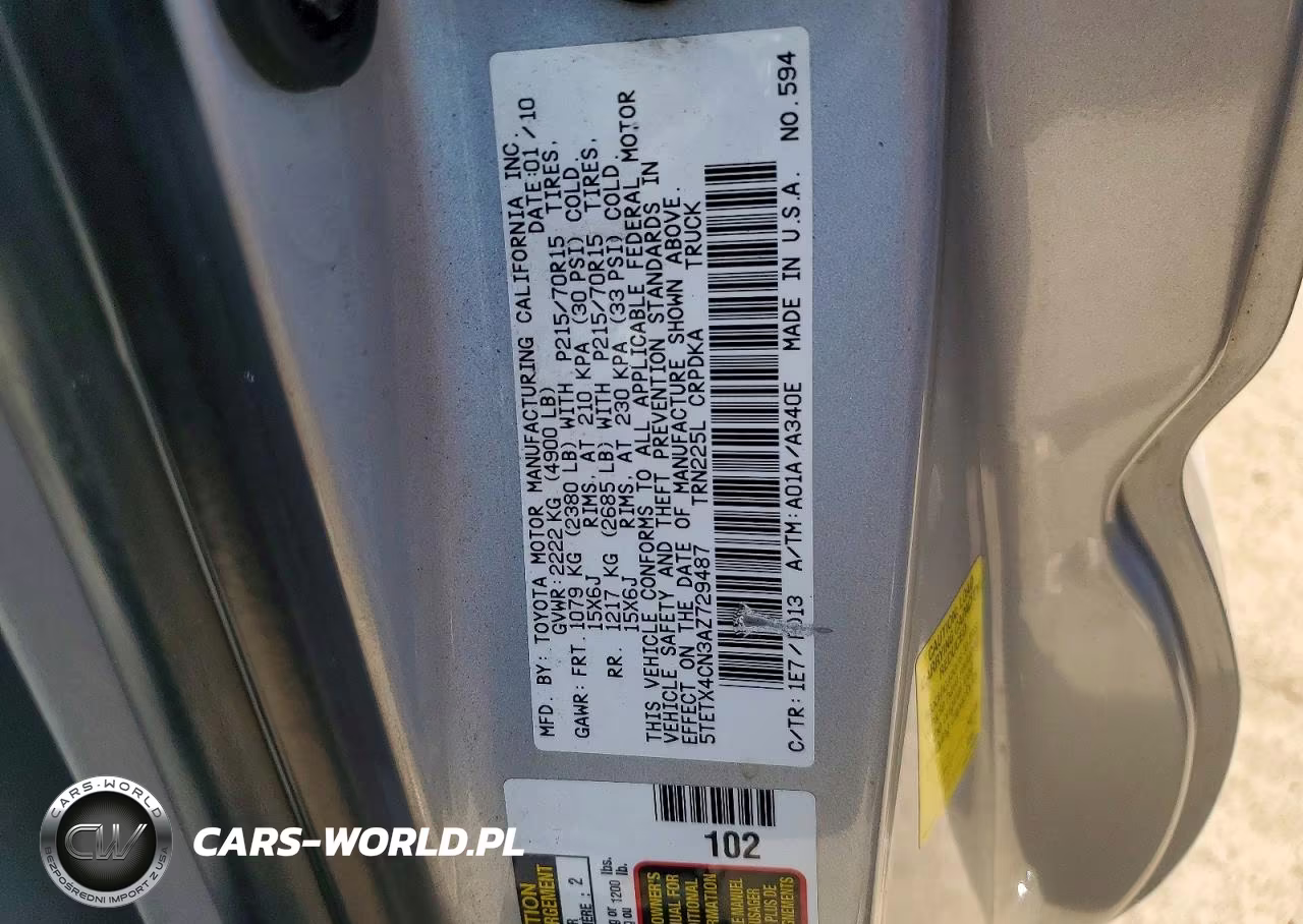 2010 Toyota Tacoma Access Cab VIN:5TETX4CN3AZ729487 - 12