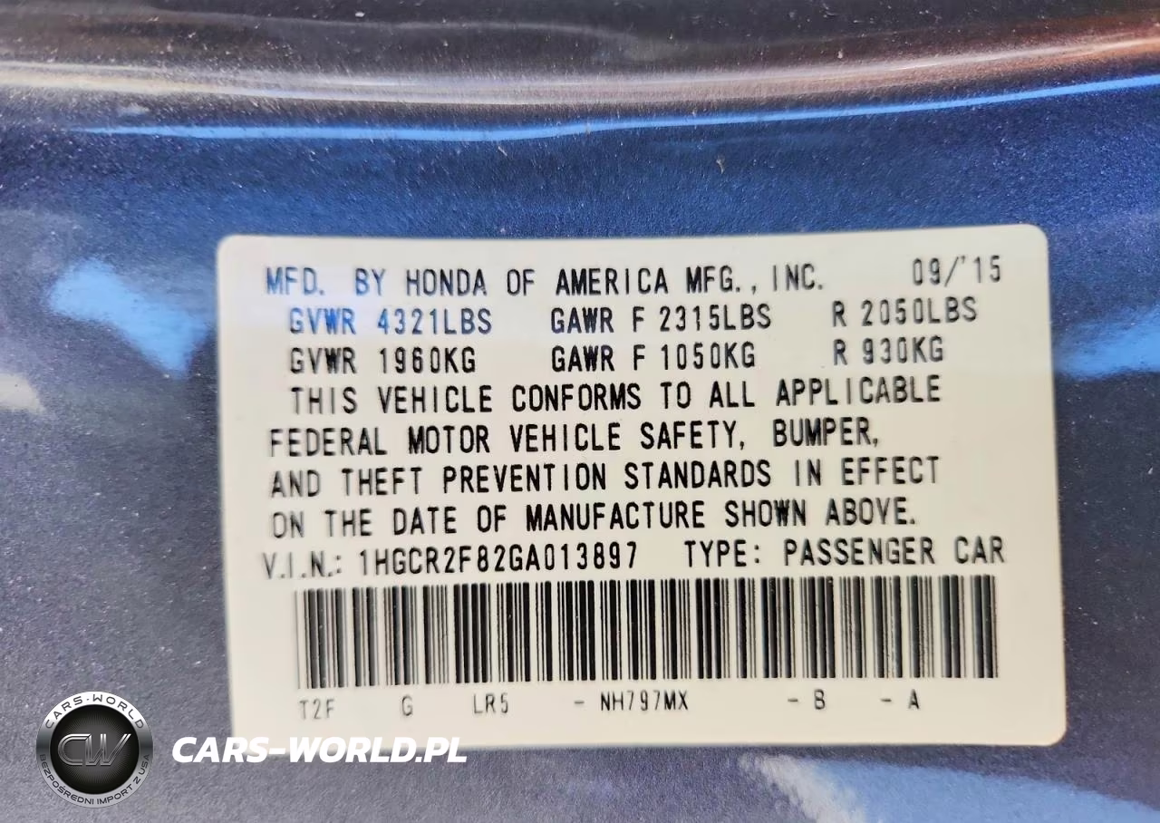 2016 Honda Accord Exl VIN:1HGCR2F82GA013897 - 12