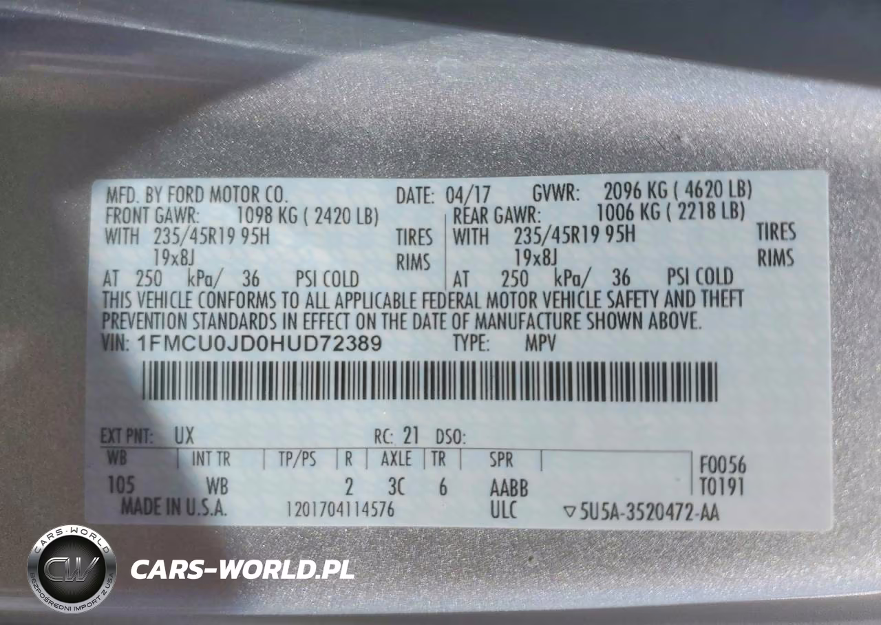 2017 Ford Escape Titanium VIN:1FMCU0JD0HUD72389 - 13
