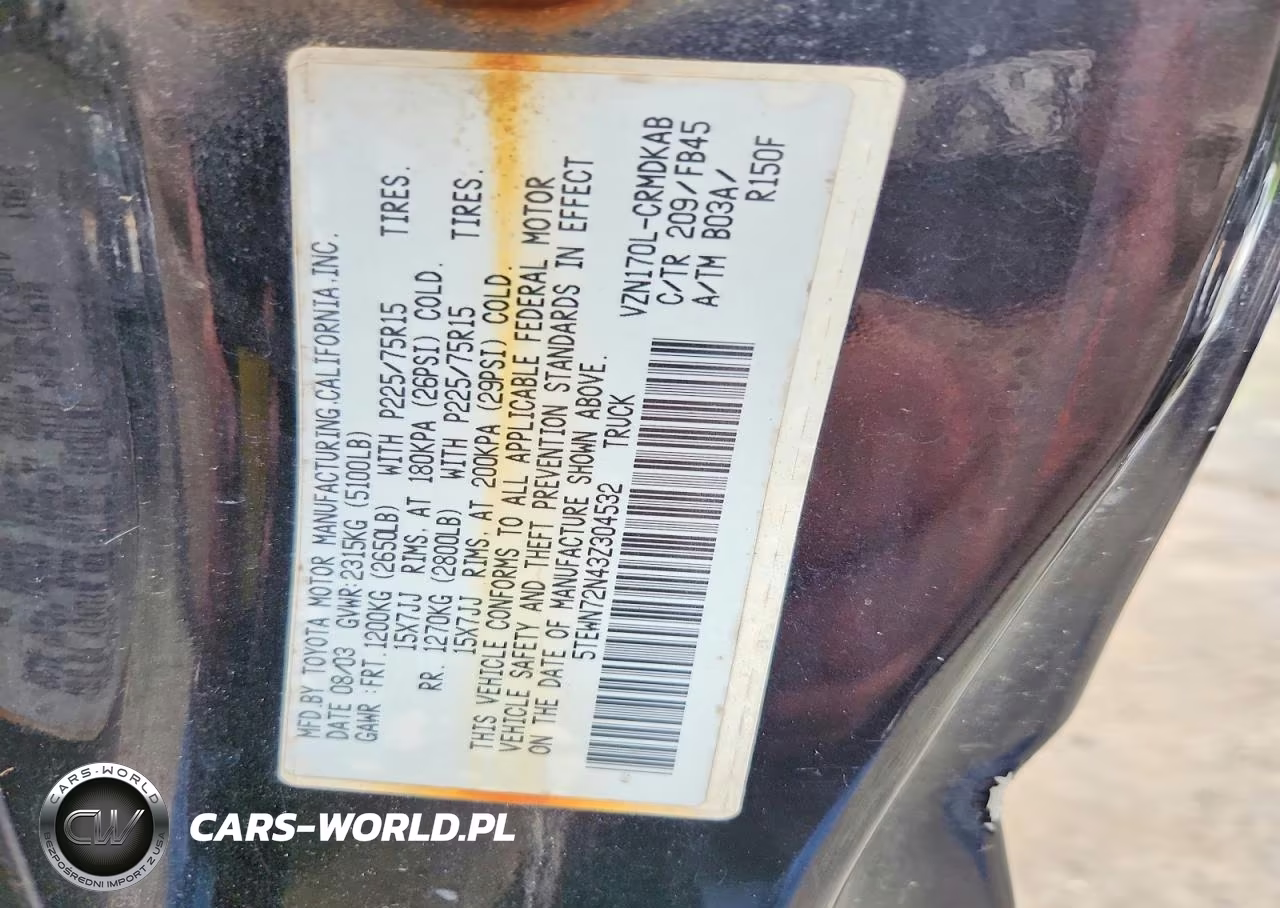 2003 Toyota Tacoma Xtracab VIN:5TEWN72N43Z304532 - 12