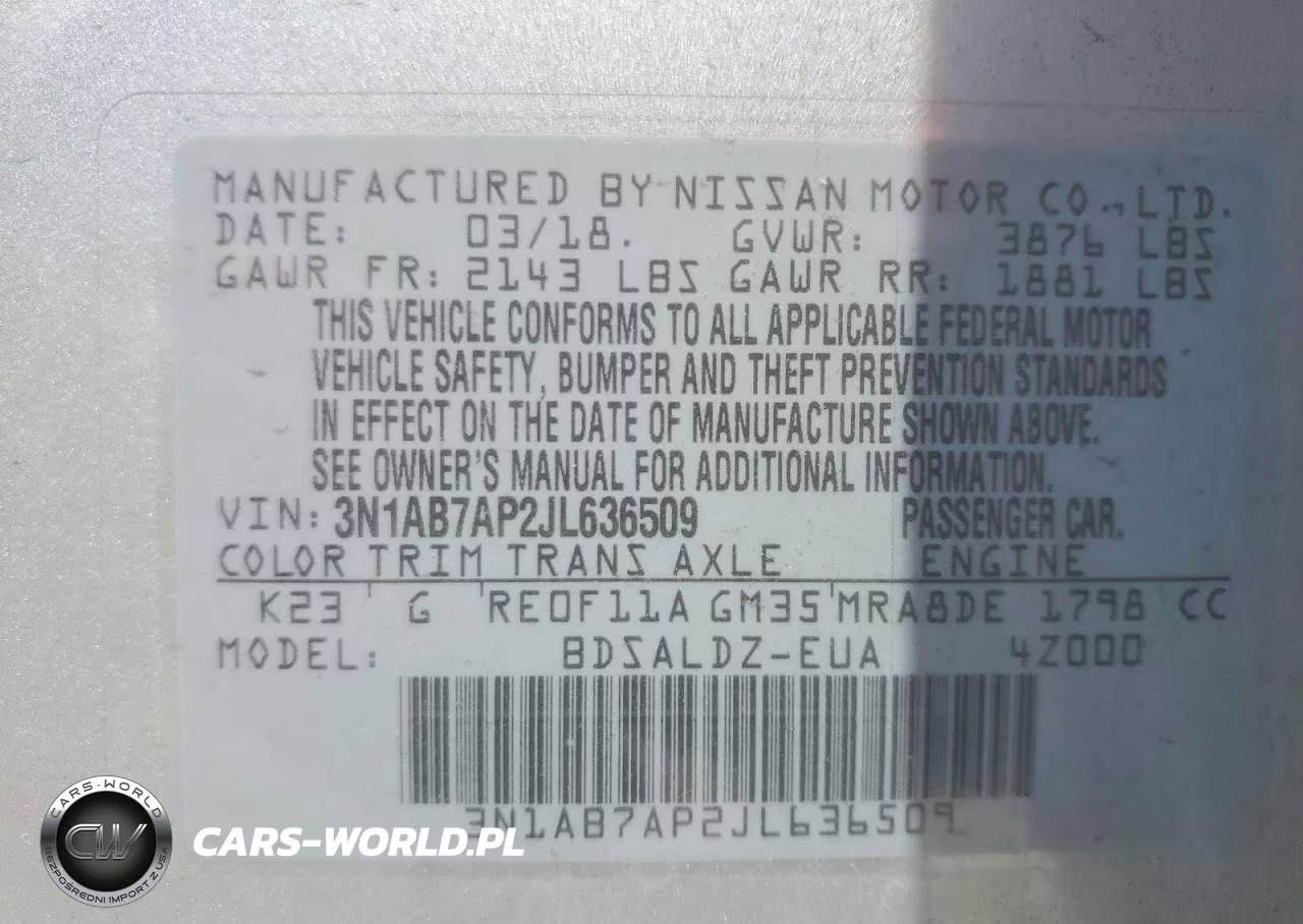 2018 Nissan Sentra Sv VIN:3N1AB7AP2JL636509 - 12