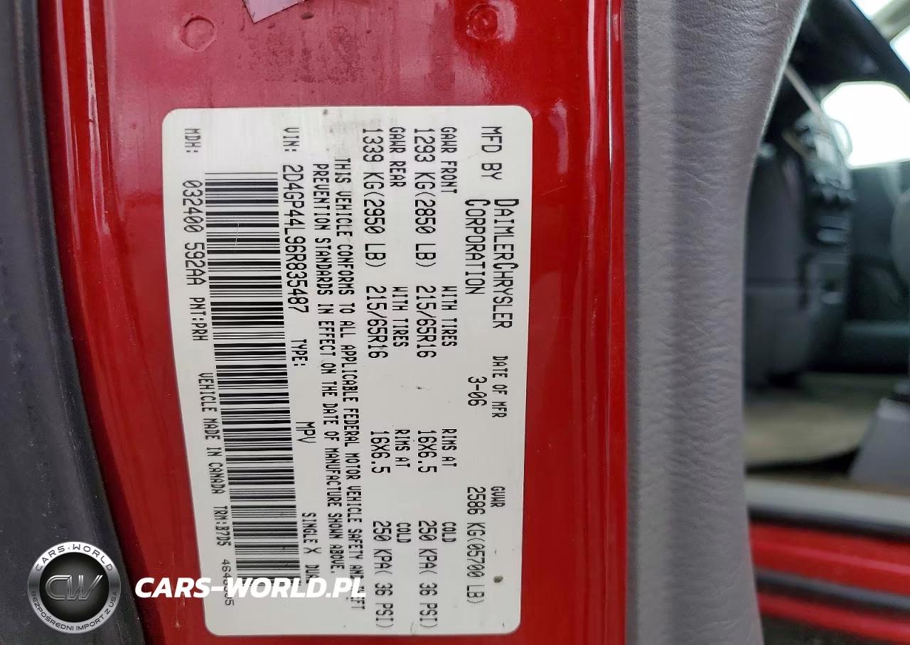2006 Dodge Grand Caravan Sxt VIN:2D4GP44L96R835487 - 13