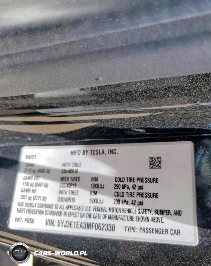 2021 Tesla Model 3 VIN:5YJ3E1EA3MF062330 - 12
