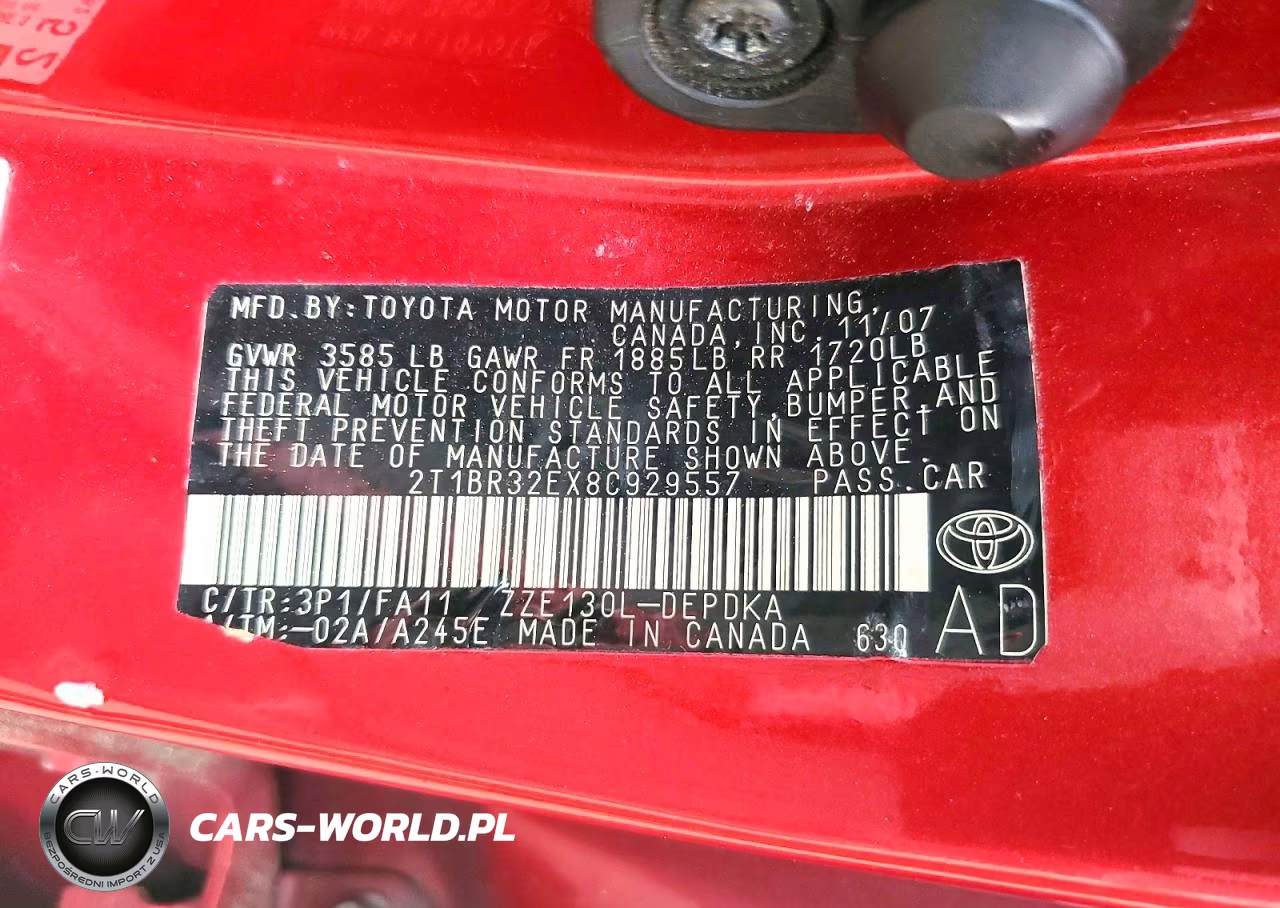 2008 Toyota Corolla VIN:2T1BR32EX8C929557 - 12