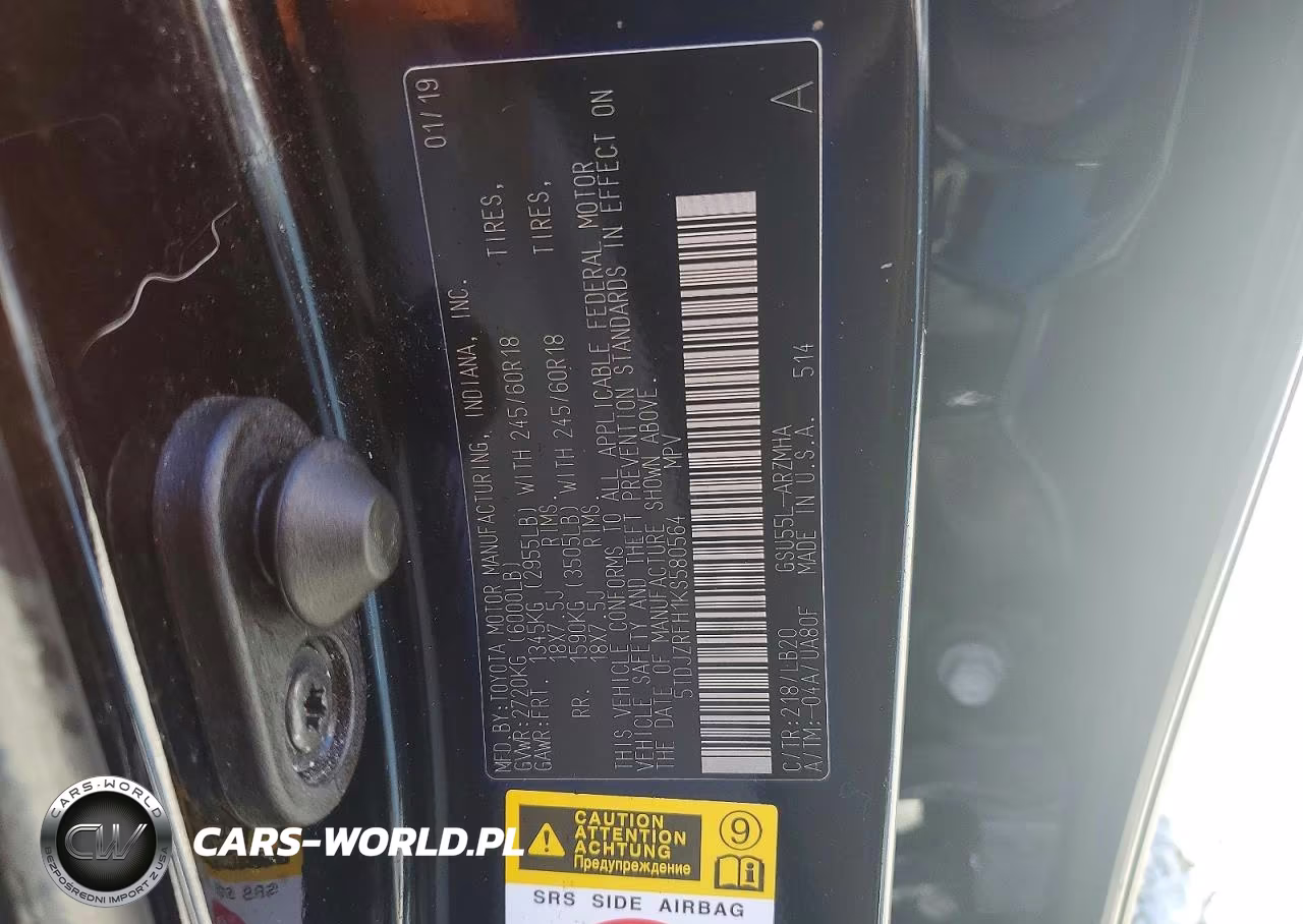 2019 Toyota Highlander Xle VIN:5TDJZRFH1KS580564 - 12