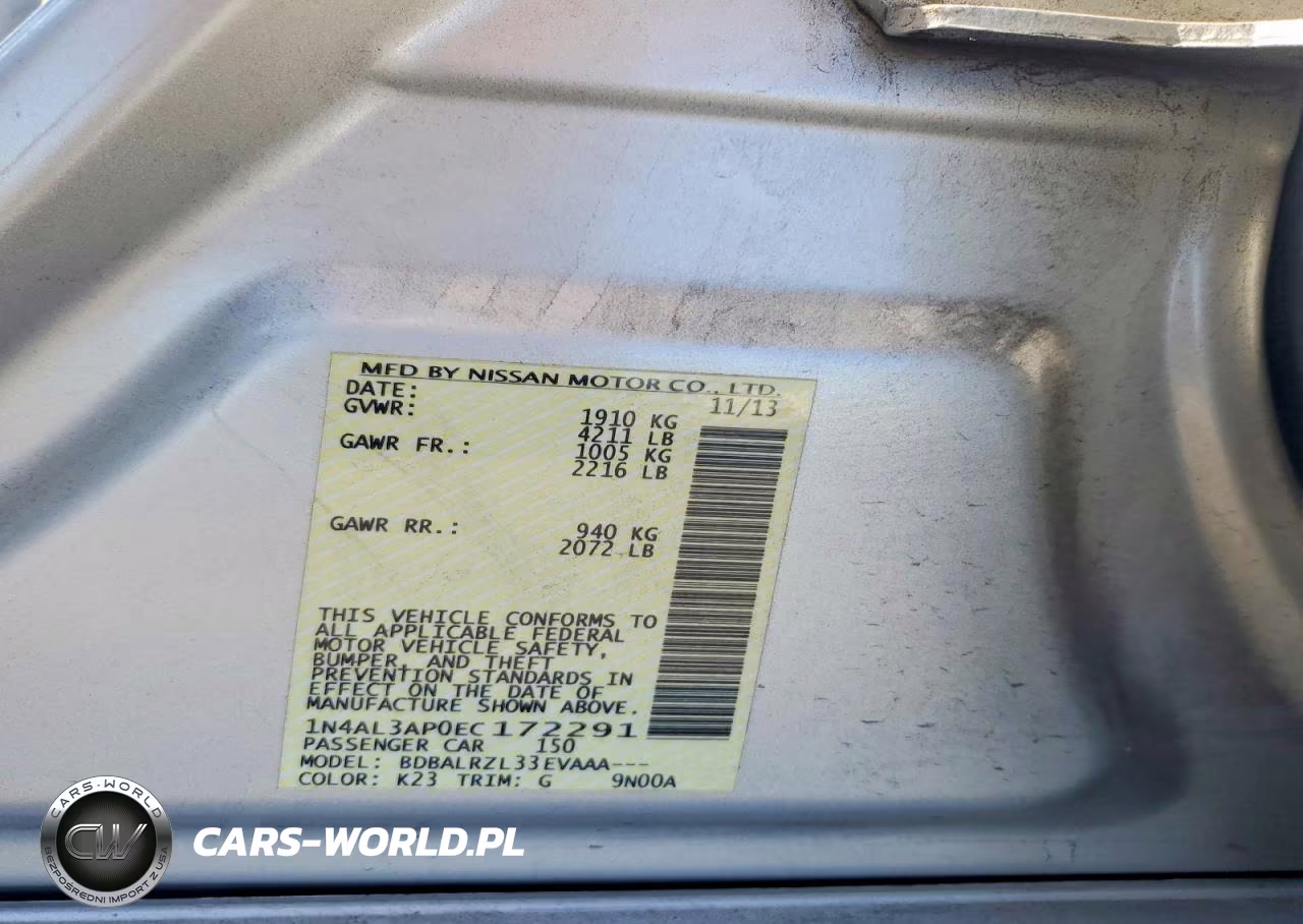 2014 Nissan Altima 2.5 S VIN:1N4AL3AP0EC172291 - 12