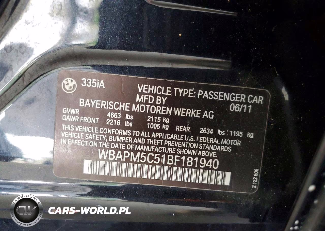 2011 BMW 335 I VIN:WBAPM5C51BF181940 - 12