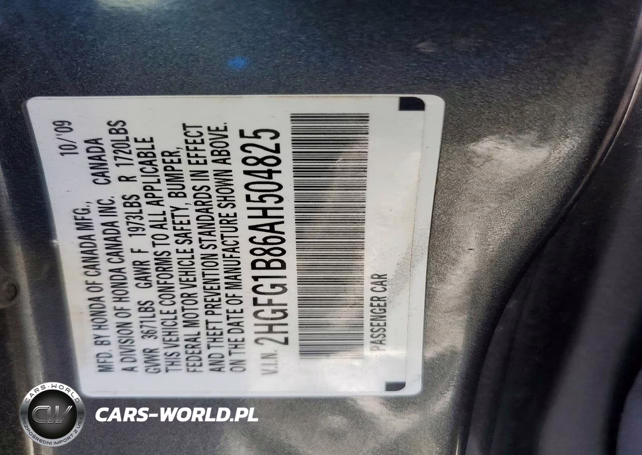 2010 Honda Civic Ex VIN:2HGFG1B86AH504825 - 12