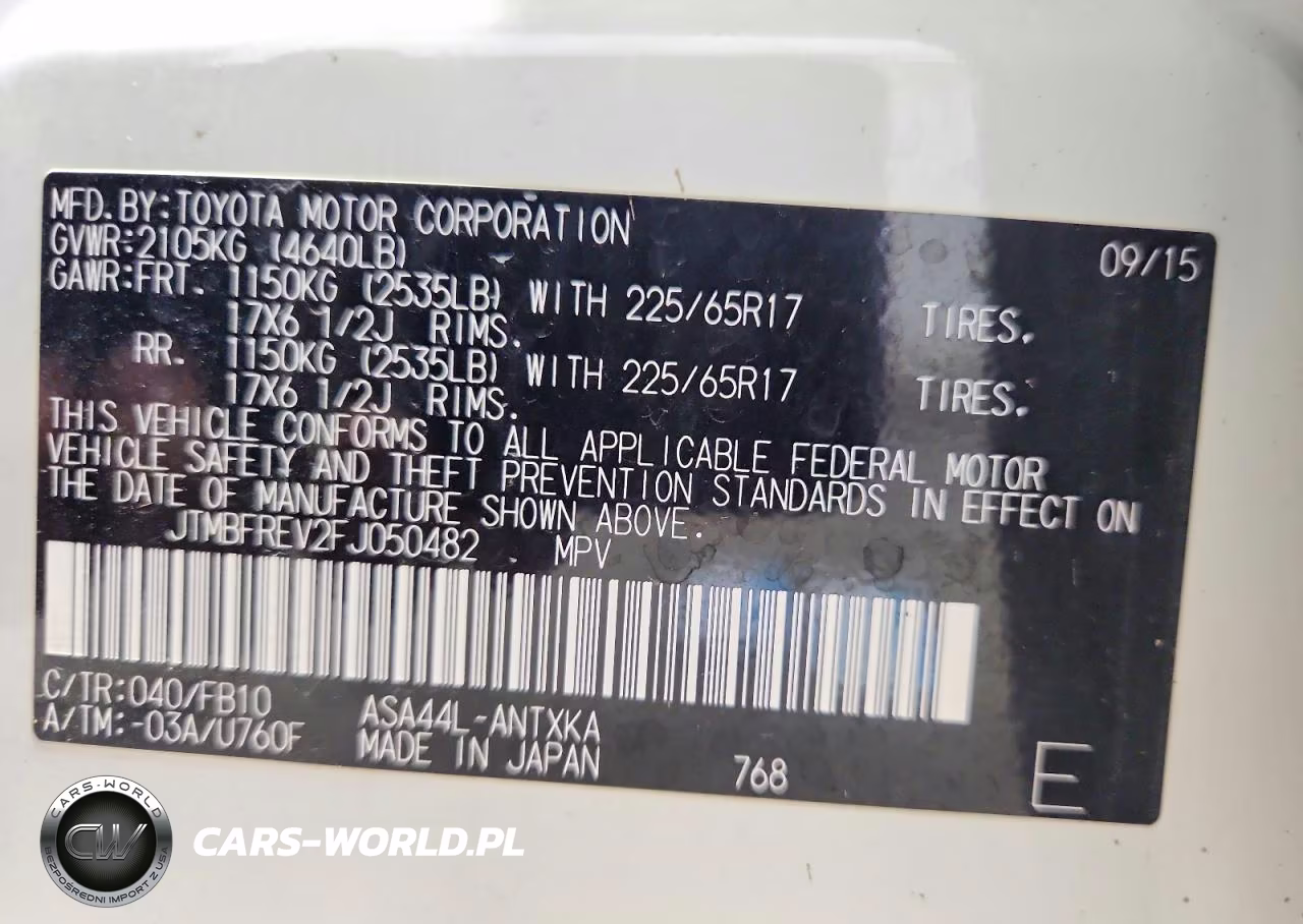 2015 Toyota Rav4 Le VIN:JTMBFREV2FJ050482 - 14