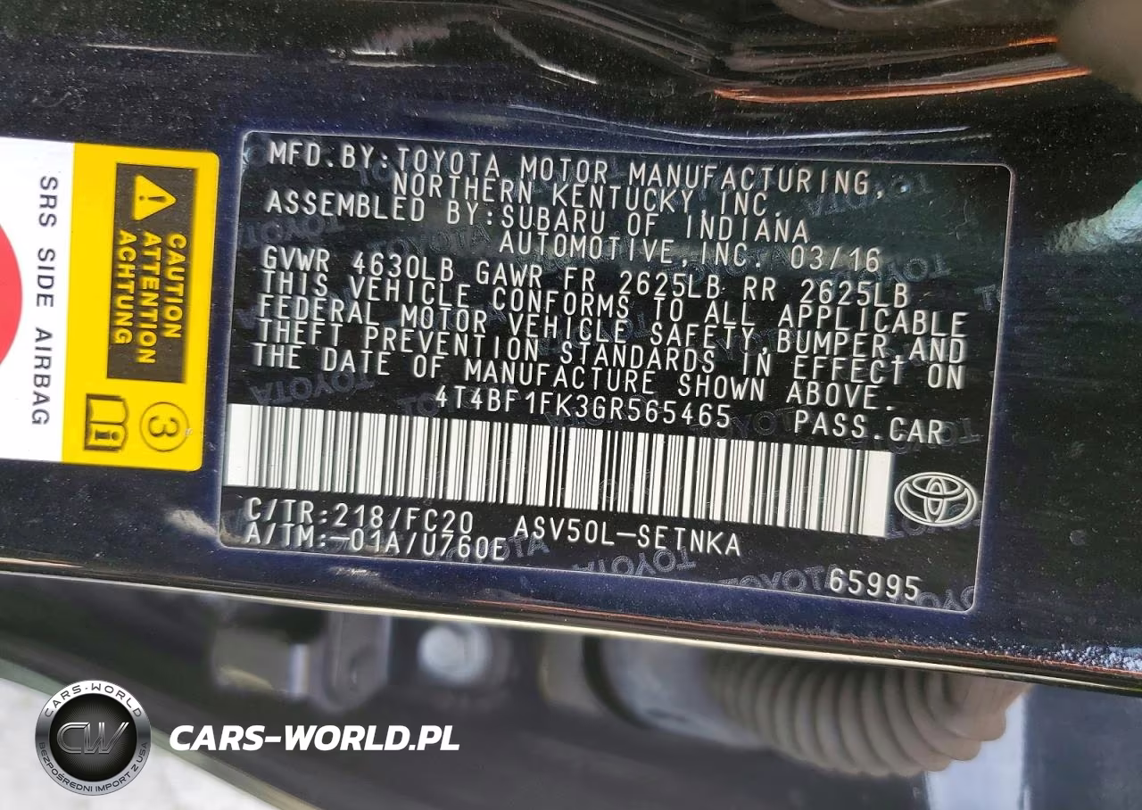 2016 Toyota Camry Le VIN:4T4BF1FK3GR565465 - 12