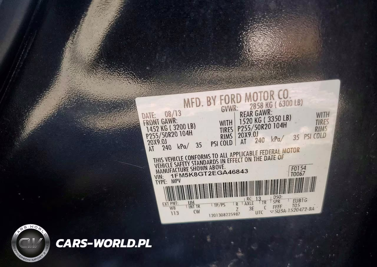 2014 Ford Explorer Sport VIN:1FM5K8GT2EGA46843 - 13