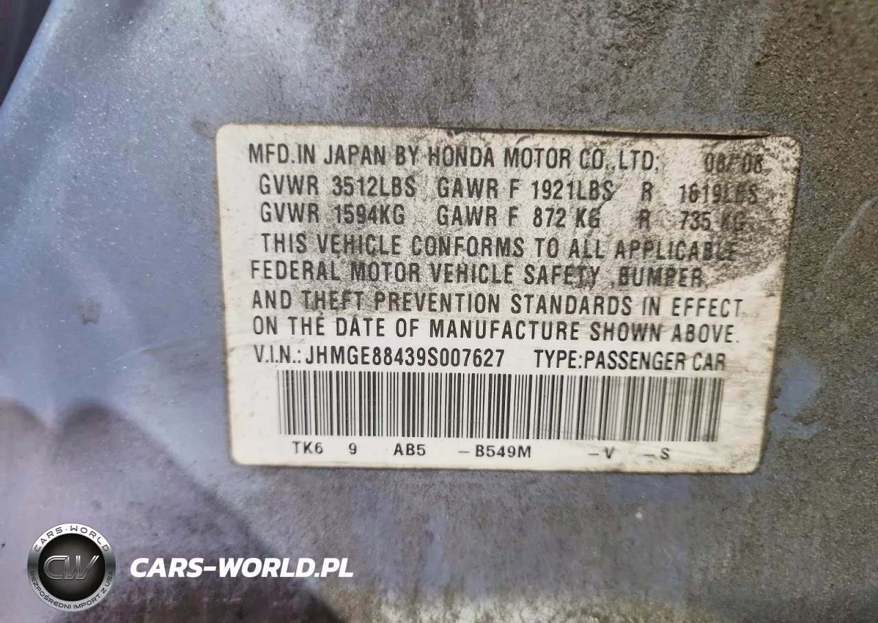 2009 Honda Fit Sport VIN:JHMGE88439S007627 - 12