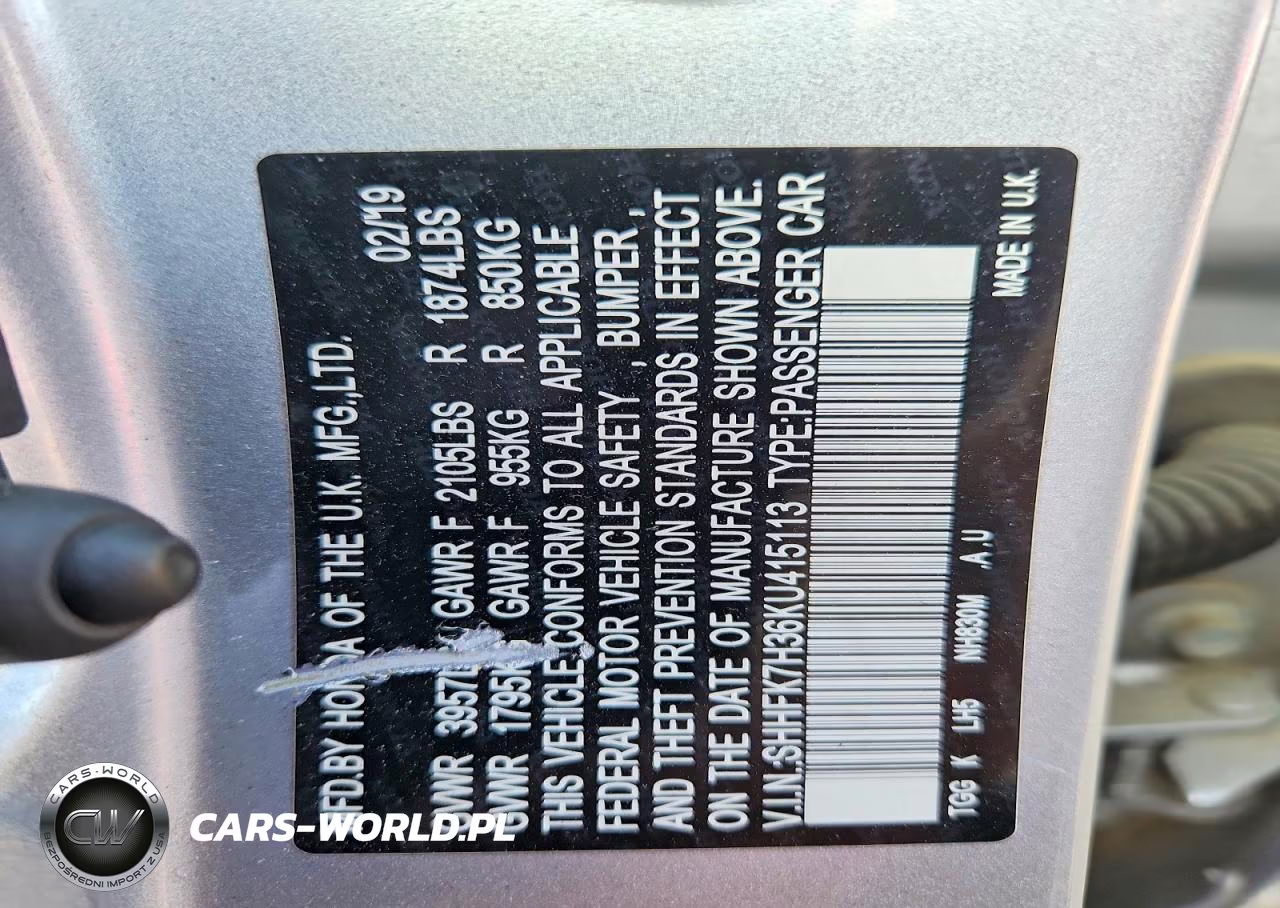 2019 Honda Civic Lx VIN:SHHFK7H36KU415113 - 12