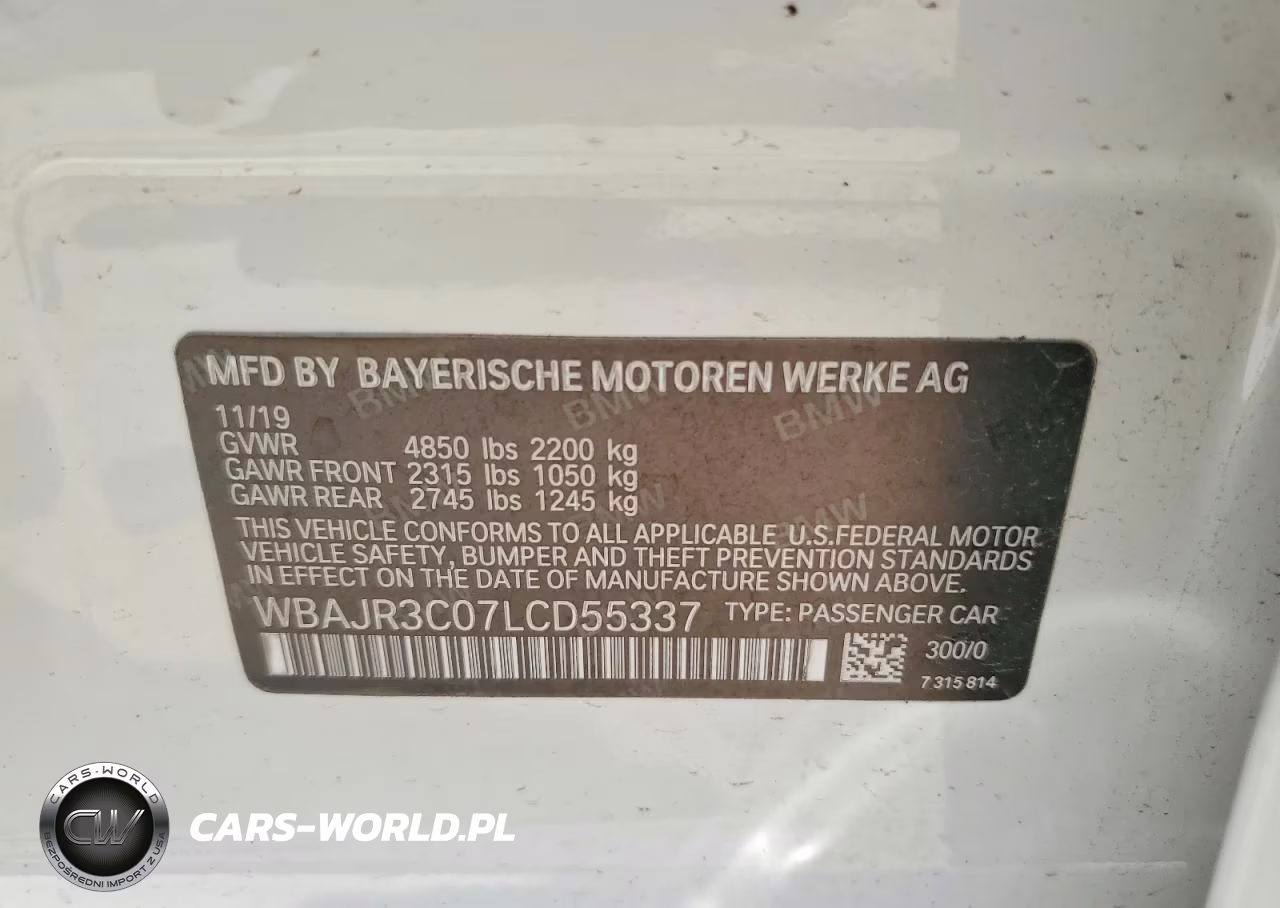 2020 BMW 530 I VIN:WBAJR3C07LCD55337 - 12