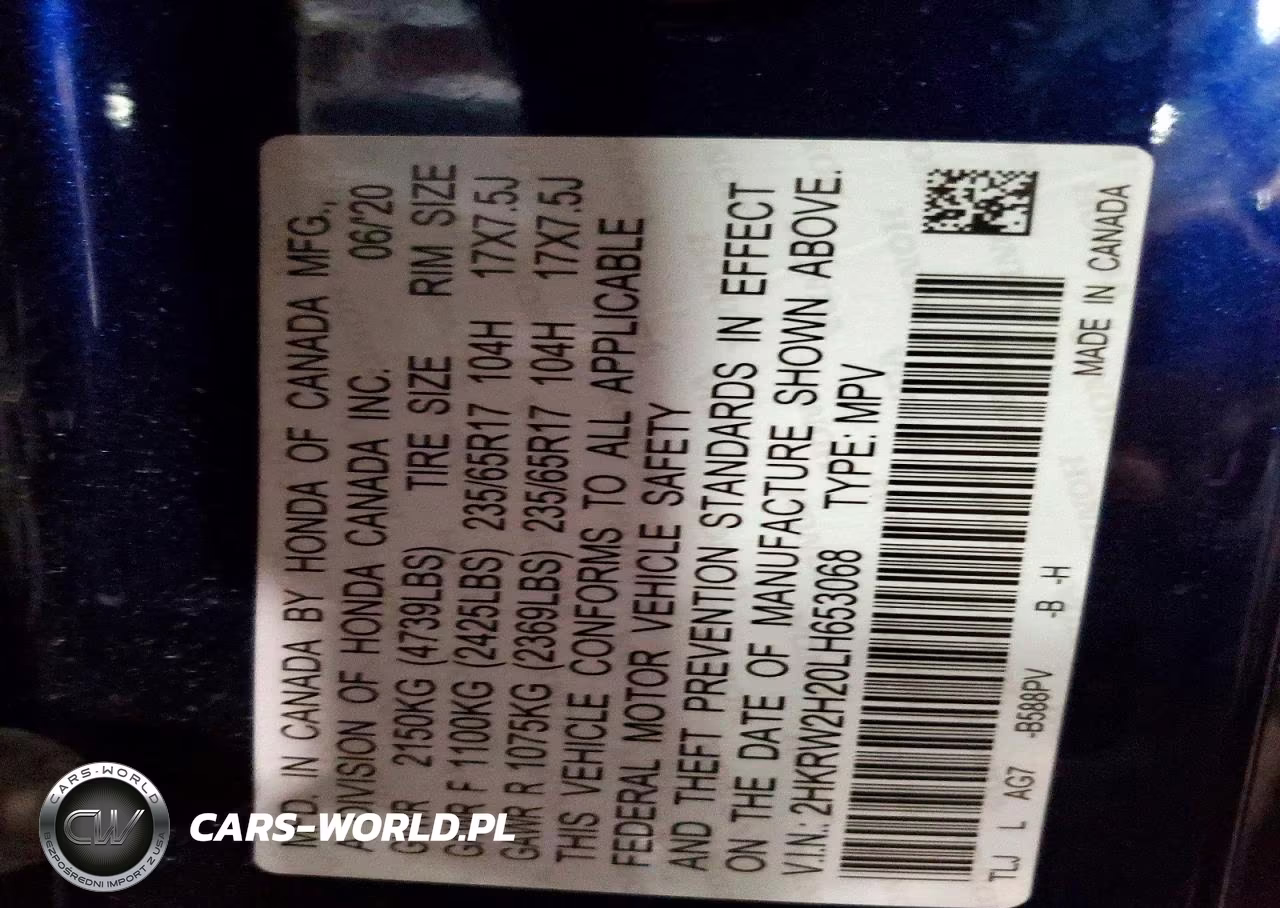 2020 Honda Cr-V Lx VIN:2HKRW2H20LH653068 - 13