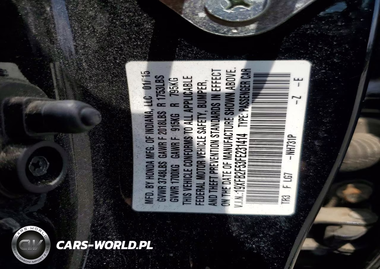 2015 Honda Civic Lx VIN:19XFB2F53FE231414 - 12